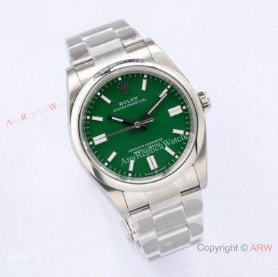 Grade AAA Copy Rolex Oyster Perpetual 36mm Swiss 3230 Watch 904L Stainless Steel Green Dial